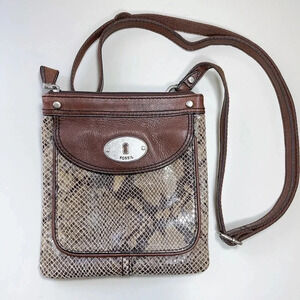Fossil Maddox Embossed  Snake Skin Sling Bag